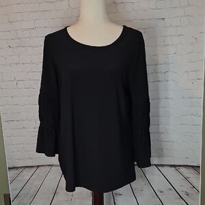Cato Est. 1946 Black 3/4 Bell Sleeve Knit Top - Size Small